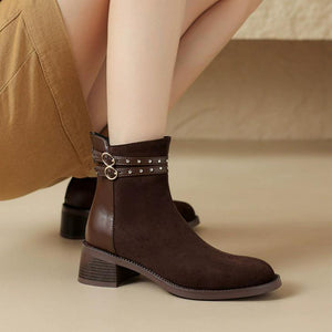 Small Size Round Toe Ankle Boots For Women FS297