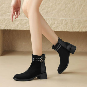 Small Size Round Toe Ankle Boots For Women FS297