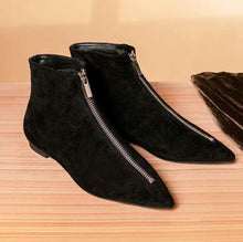 Small Size Suede Flat Boots With Zipper AW2660