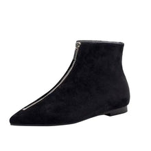 Small Size Suede Flat Boots With Zipper AW2660
