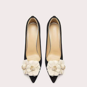 Small Size Suede Pump Shoes With Flower Bow FS135(3/6/8/10cm Heel)