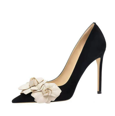 Small Size Suede Pump Shoes With Flower Bow FS135(3/6/8/10cm Heel)