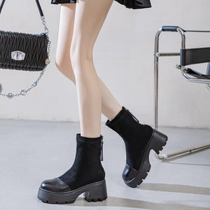 Small Size Thick Sole Back Zipper Boots AP52