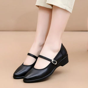 Small Size Wedge Heel Mary Jane Leather Shoes TS64