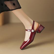 Small Square Toe Slingback Block Heel Sandals MS74