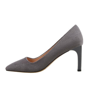 Small Square Toe Suede Heel Pumps MS113