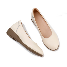 Small Size Wedge Low Heel Leather Work Shoes TS486