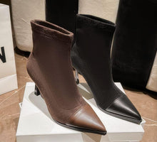 Stretch Slip On Heeled Short Boots For Small Feet FS320