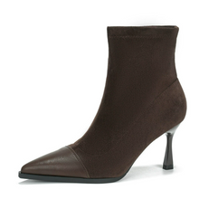 Stretch Slip On Heeled Short Boots For Small Feet FS320