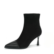 Stretch Slip On Heeled Short Boots For Small Feet FS320