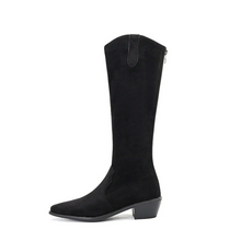 Women's Back Zipper Block Heel Under Knee Boots FS213