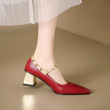 Women's Block Heel Stud Mary Jane Strap Shoes MS257