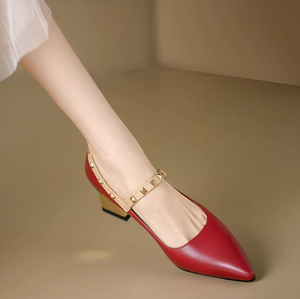 Women's Block Heel Stud Mary Jane Strap Shoes MS257
