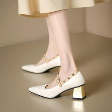 Women's Block Heel Stud Mary Jane Strap Shoes MS257