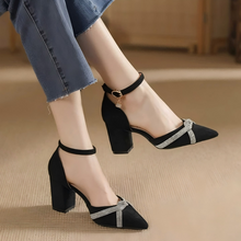 Women's Chunky Heel Ankle Strap Suede Sandals TS426