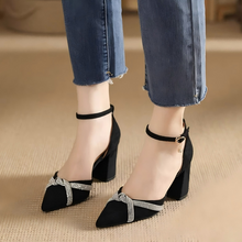 Women's Chunky Heel Ankle Strap Suede Sandals TS426