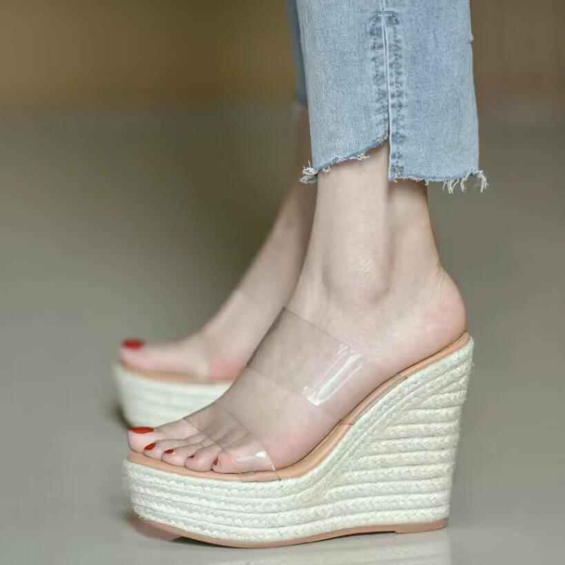 Clear wedge heel shoes sales