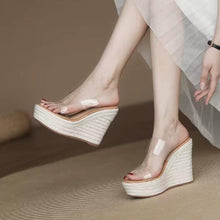Women's Clear Strap Open Toe Wedge Sandals Shoes MS392