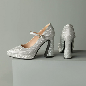 Women's Glitter Chunky Heel Pump Shoes FS278