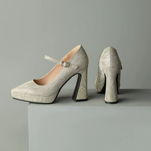 Women's Glitter Chunky Heel Pump Shoes FS278