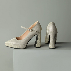 Women's Glitter Chunky Heel Pump Shoes FS278