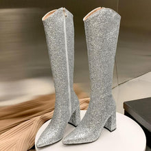 Women's Glitter Under Knee High Heel Boots FS298
