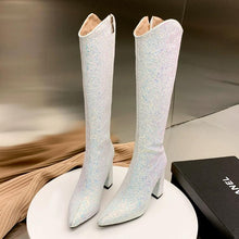 Women's Glitter Under Knee High Heel Boots FS298