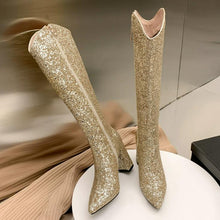 Women's Glitter Under Knee High Heel Boots FS298