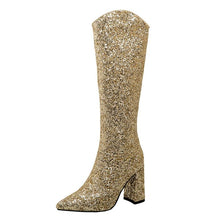Women's Glitter Under Knee High Heel Boots FS298