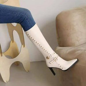Women's High Heeld Stud Boots For Small Feet TS83