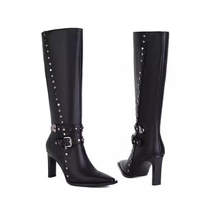 Women's High Heeld Stud Boots For Small Feet TS83