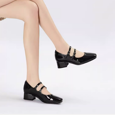 Women's Mary Jane Block Patent Heels FS30