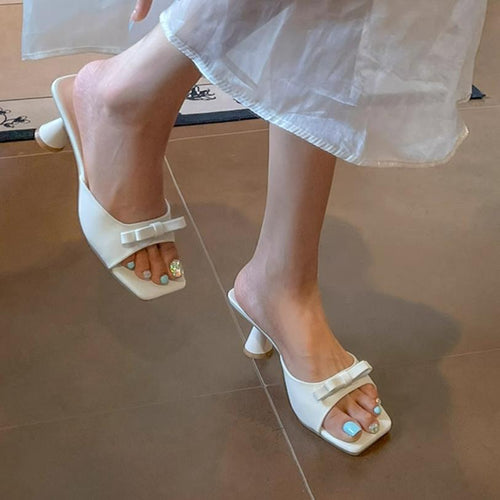 Women's Open Toe Heeled Sandals With Bow Tie FS112