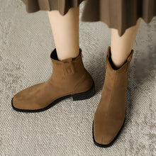 Women's Petite Block Heel Suede Short Boots MS160