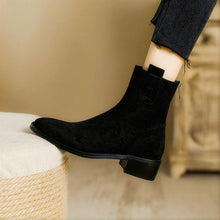 Women's Petite Block Heel Suede Short Boots MS160