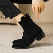 Women's Petite Block Heel Suede Short Boots MS160