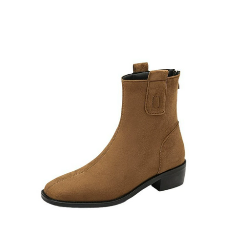 Women's Petite Block Heel Suede Short Boots MS160