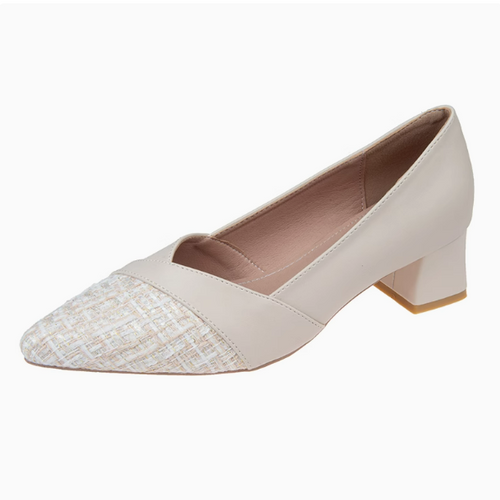 Women's Petite Block Mid Heel Pump Shoes TS429