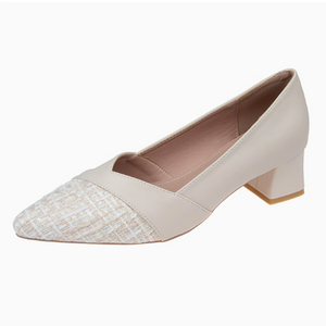 Women's Petite Block Mid Heel Pump Shoes TS429
