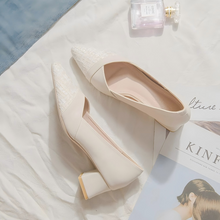 Women's Petite Block Mid Heel Pump Shoes TS429