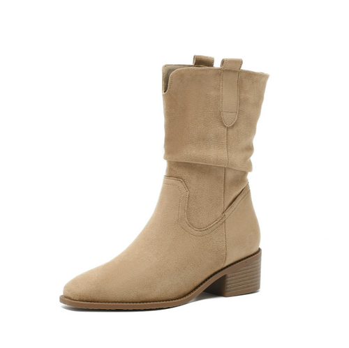 Women's Petite Block Suede Short Boots FS318