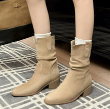 Women's Petite Block Suede Short Boots FS318