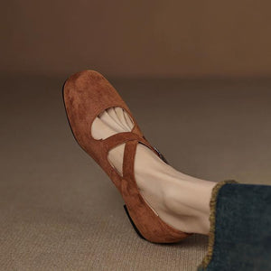 Women's Petite Cross Strap Flat Shoes MS306