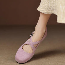 Women's Petite Cross Strap Flat Shoes MS306