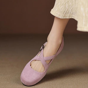 Women's Petite Cross Strap Flat Shoes MS306