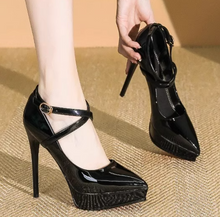 Women's Petite Cross Strap HIgh Heel Pump Shoes TS393