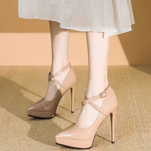 Women's Petite Cross Strap HIgh Heel Pump Shoes TS393