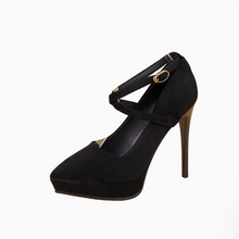 Women's Petite Cross Strap HIgh Heel Pump Shoes TS393