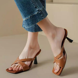 Women's Petite Cross Strap Open Toe Sandals TS62