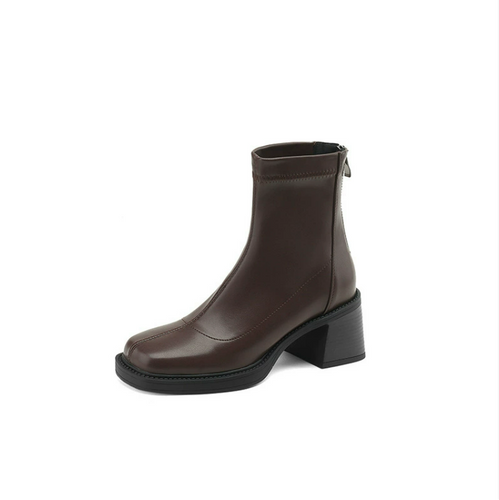Women's Petite Feet Block Chunky Ankle Boots FS307